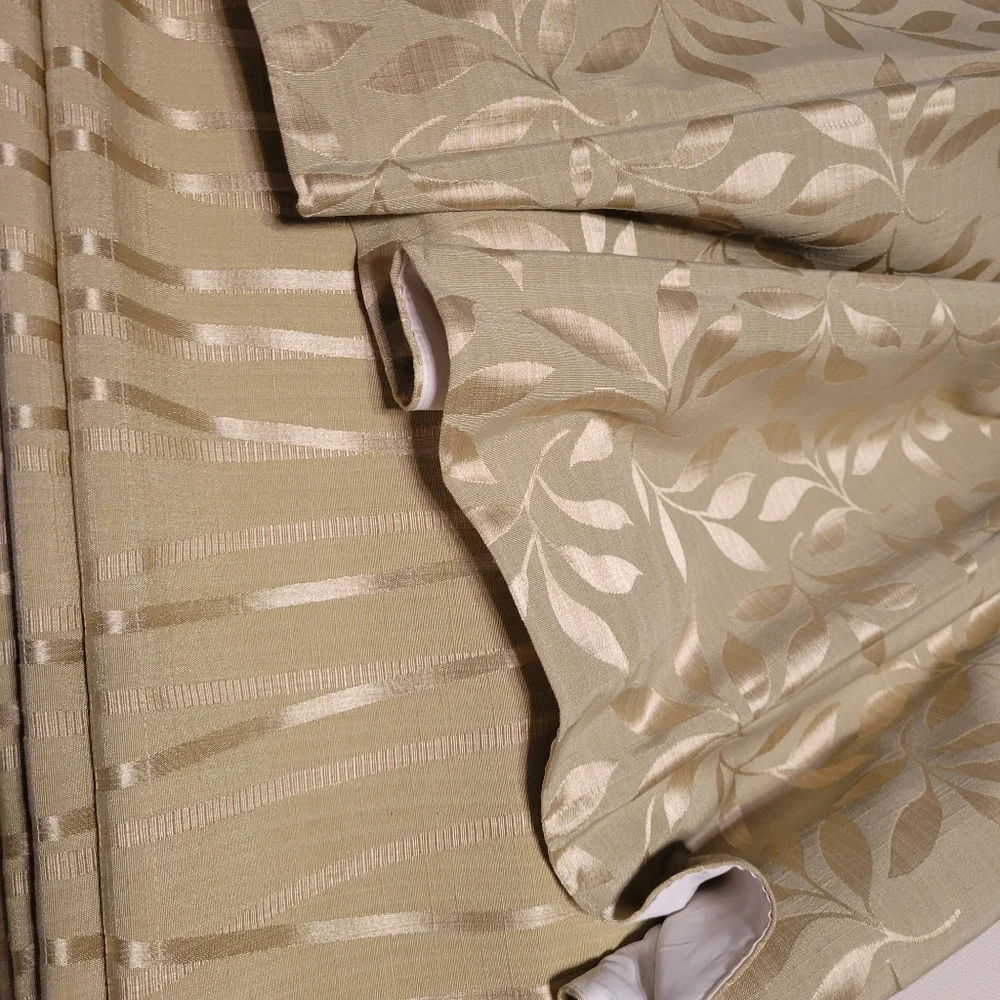 1 ROMAN SHADE FABRIC REPLACEMENT Sage green gold Leaf NO MOUNTING KIT - …